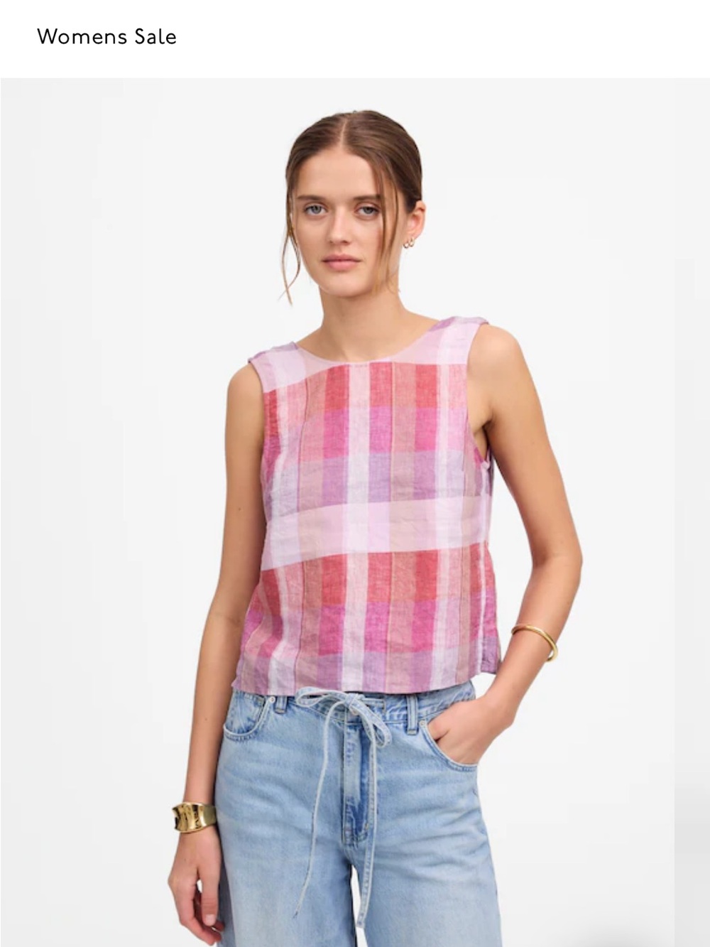 Madewell Pink Multi Plaid Sleeveless Tank Top